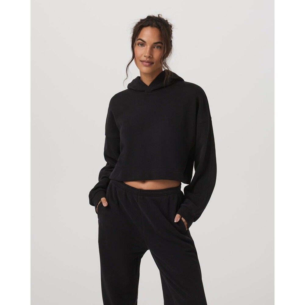 Vuori Sedona Pullover Hoodie Black Cropped Pocketless Cowl Neck Size M NWOT